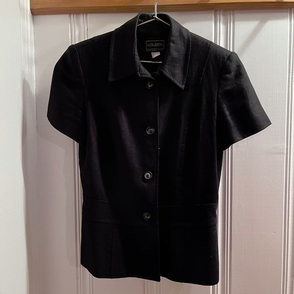 Louben Black Linen Short Sleeve Suit Jacket - Picture 5 of 9